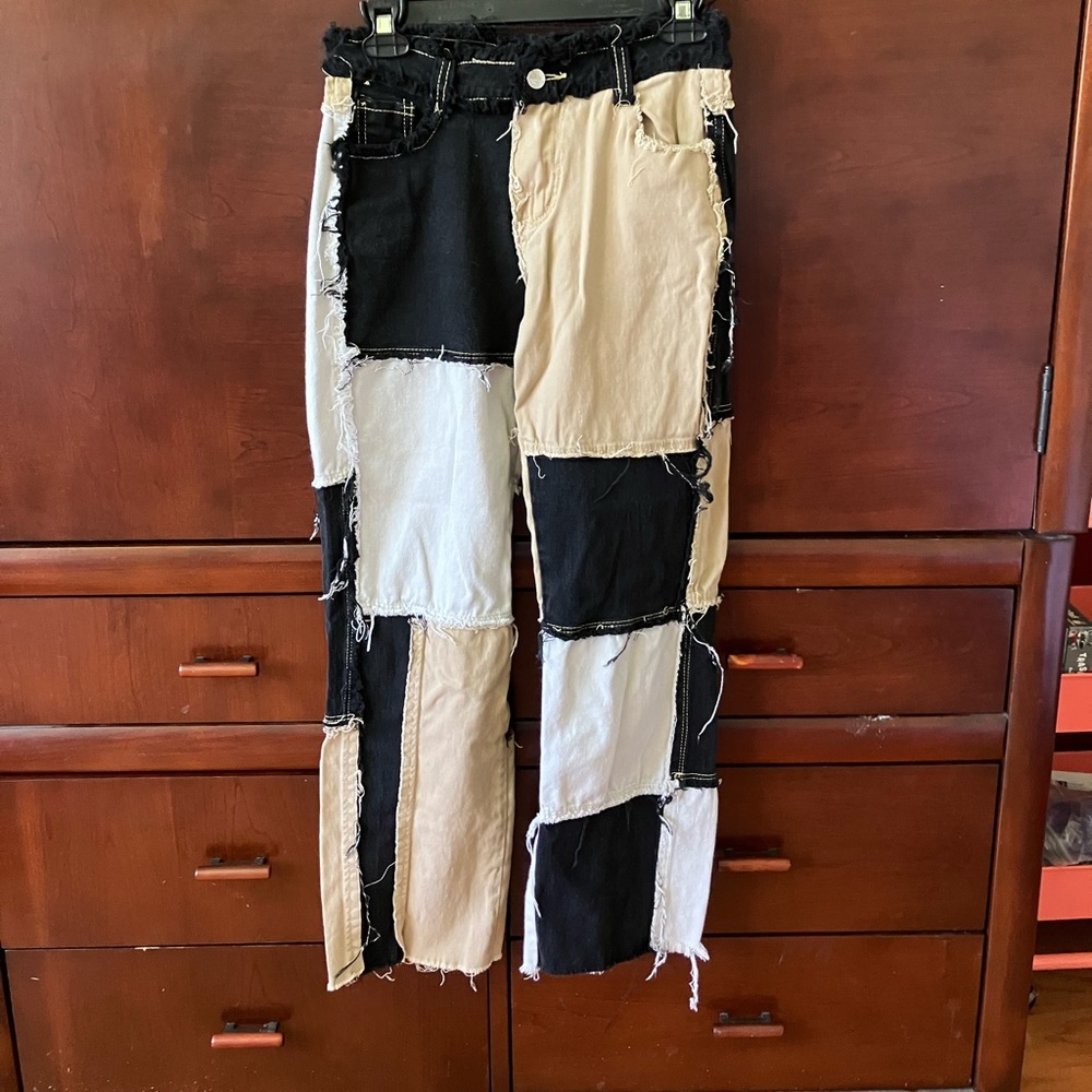 Punk 90’s jeans color blocked